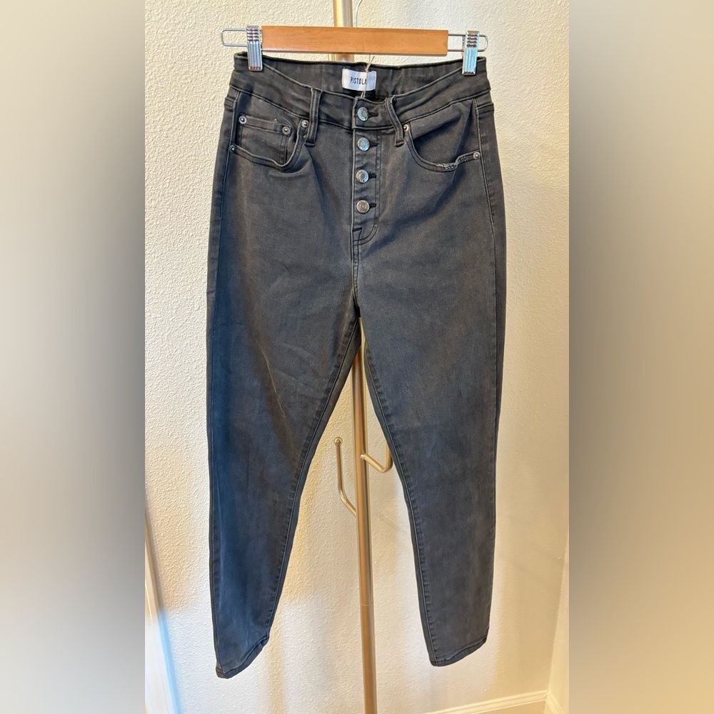 Pistola Black Button Fly Skinny Jeans Size 29
